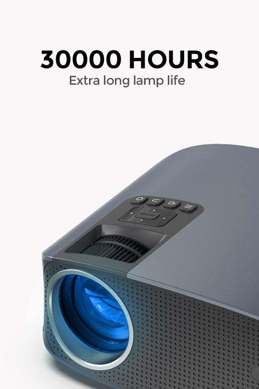 Wownect LED Projector 300ANSI Lumens/Screen Size Up to 200'' Native 1080PAndroid 9.0 TV 30000 hours5G WiFi Full HD Portable Home Theater Video Outdoor Projectors- Black